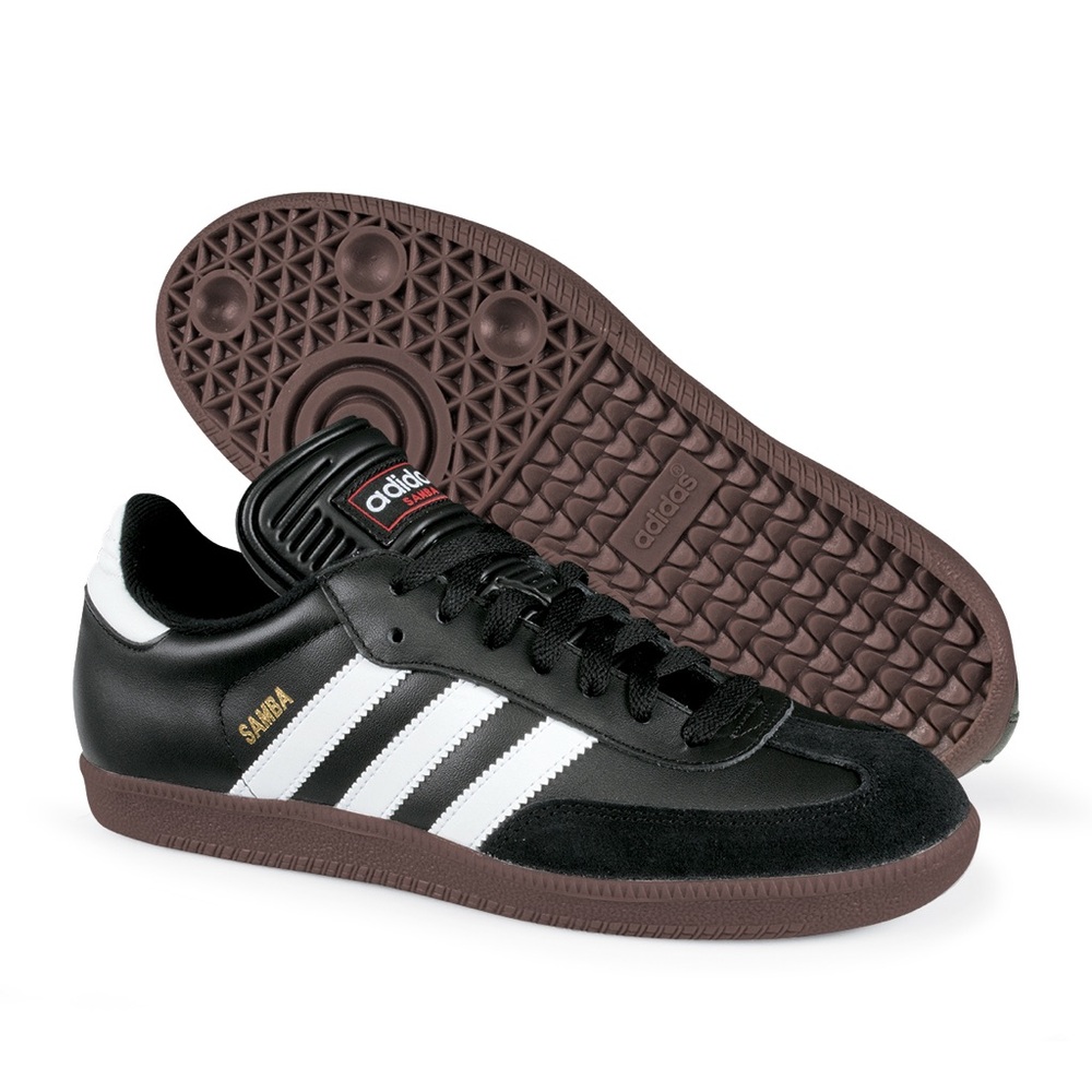 adidas Men’s Black classic Sneakers with White Stripes and Gum Sole - Picture 6 of 6